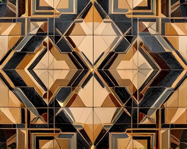 Azulejo decorativo artesanal con patrón geométrico sobre mesa de diseño y fondos oscuros